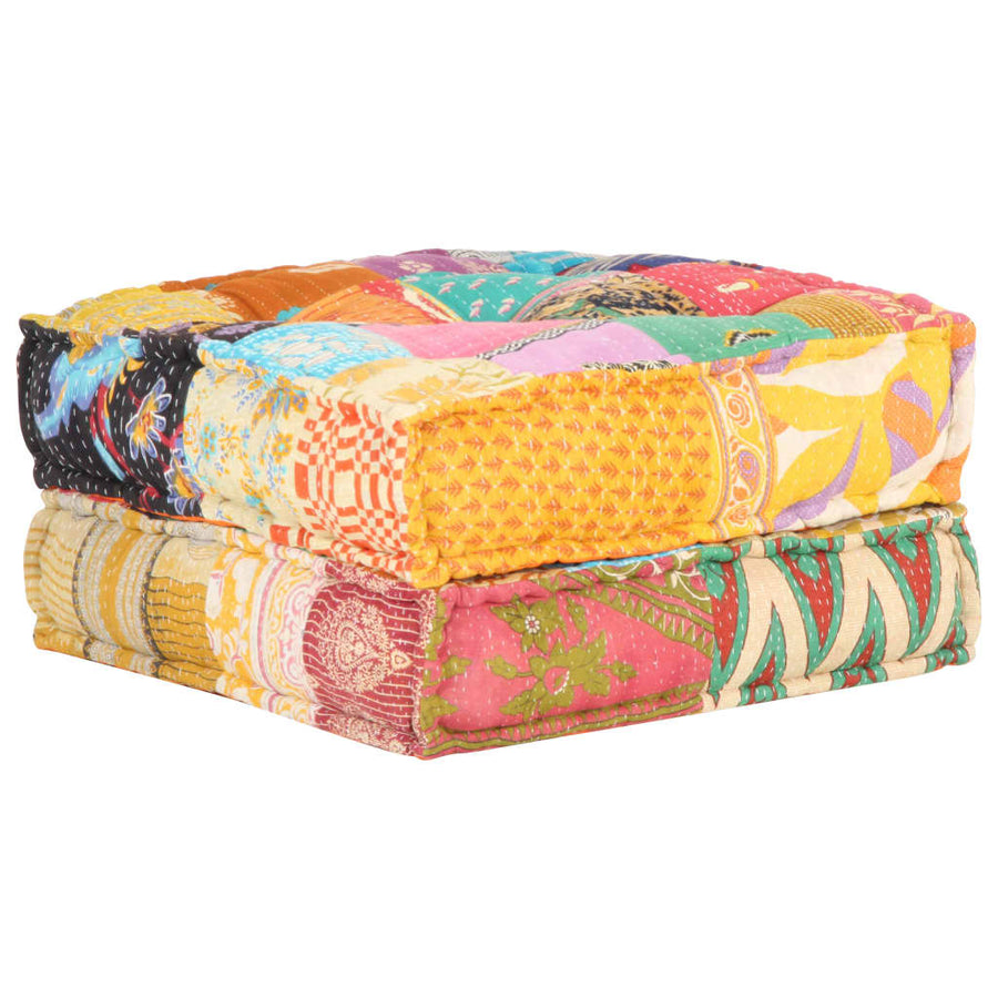 Poef 60X70X36 Cm Stof Patchwork Voetensteun