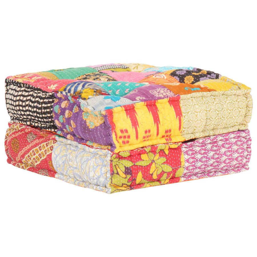 Poef 60X70X36 Cm Stof Patchwork Voetensteun