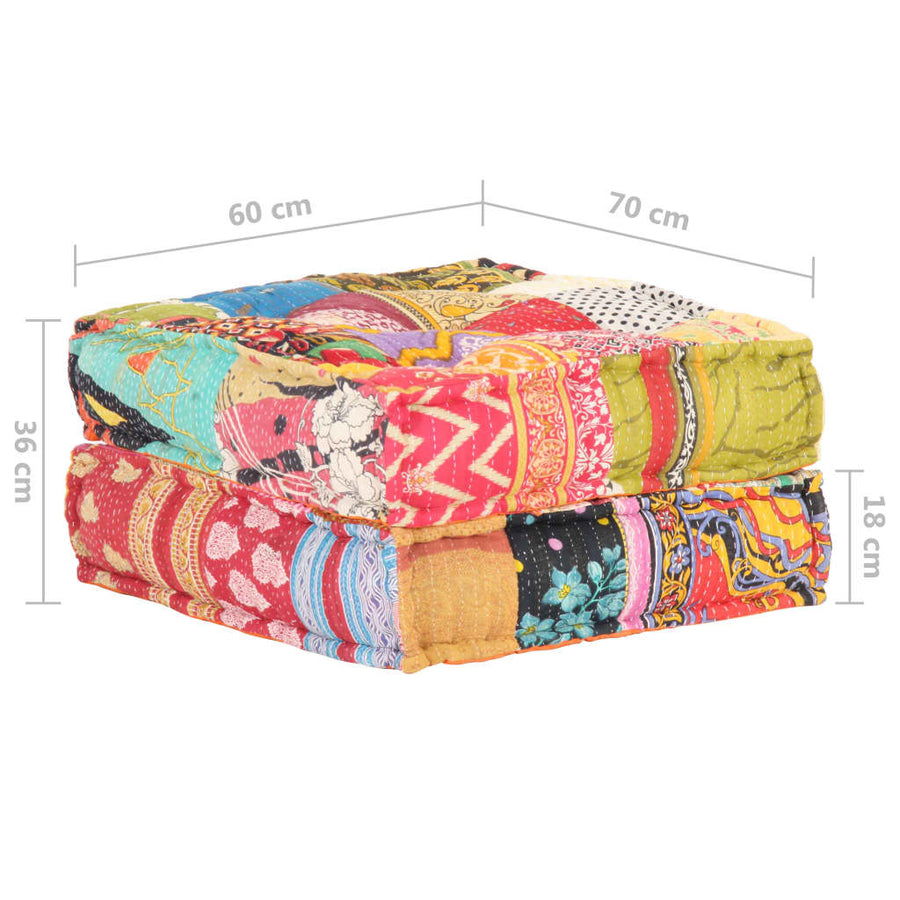 Poef 60X70X36 Cm Stof Patchwork Voetensteun