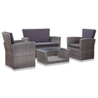 -Delige Loungeset Met Kussens Poly Rattan 4 Grijs