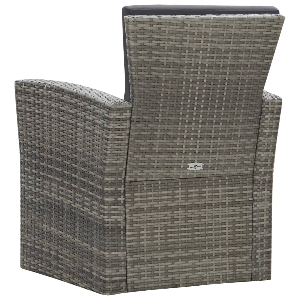 -Delige Loungeset Met Kussens Poly Rattan 4 Grijs