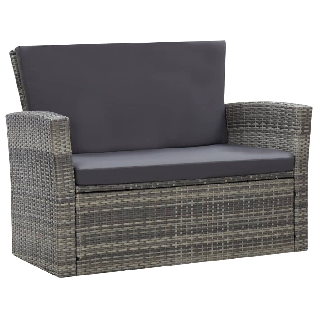 -Delige Loungeset Met Kussens Poly Rattan 4 Grijs
