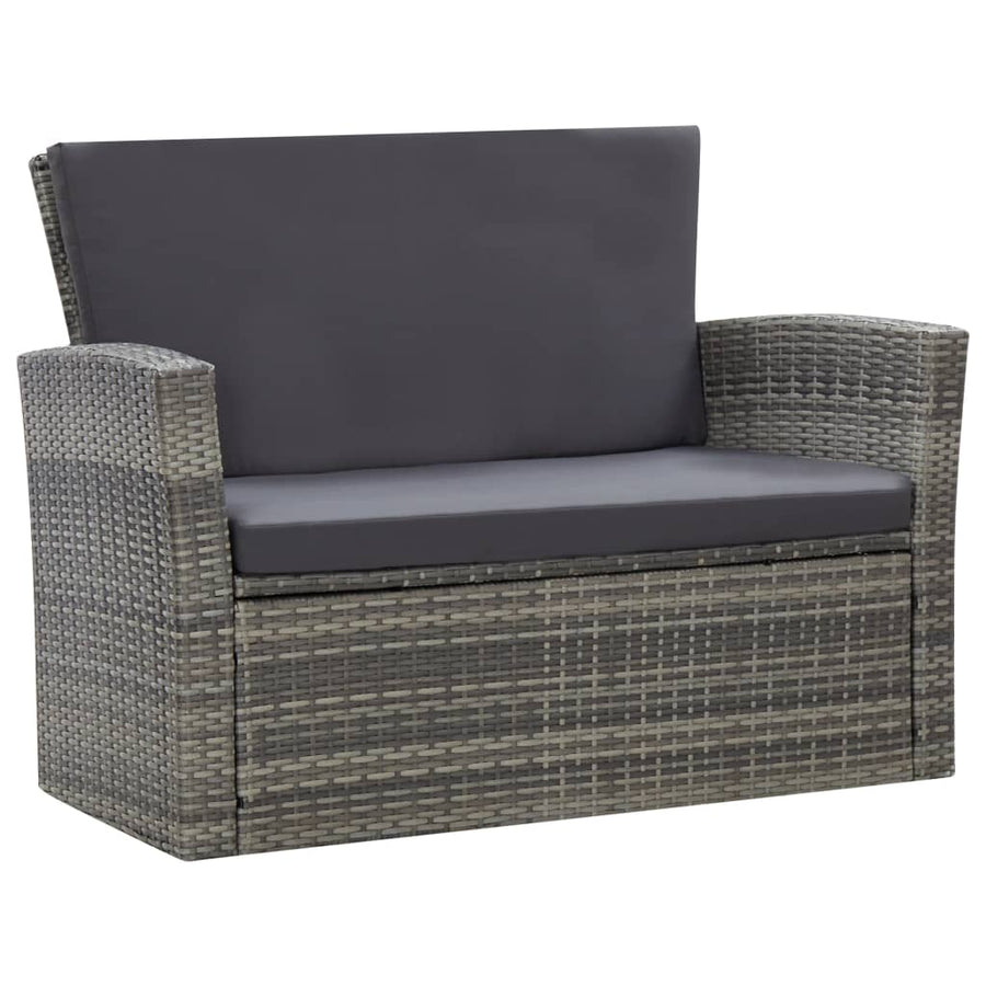 -Delige Loungeset Met Kussens Poly Rattan 4 Grijs