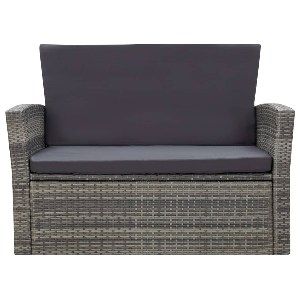 -Delige Loungeset Met Kussens Poly Rattan 4 Grijs