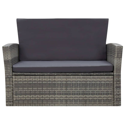 -Delige Loungeset Met Kussens Poly Rattan 4 Grijs