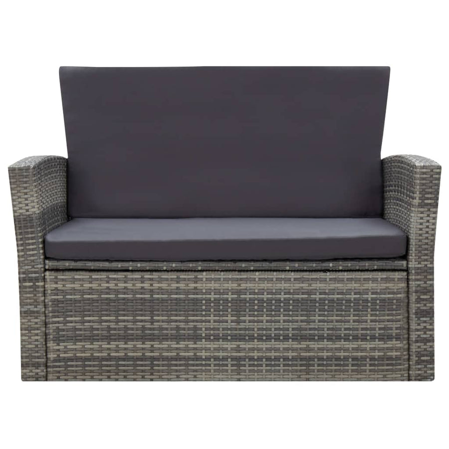 -Delige Loungeset Met Kussens Poly Rattan 4 Grijs