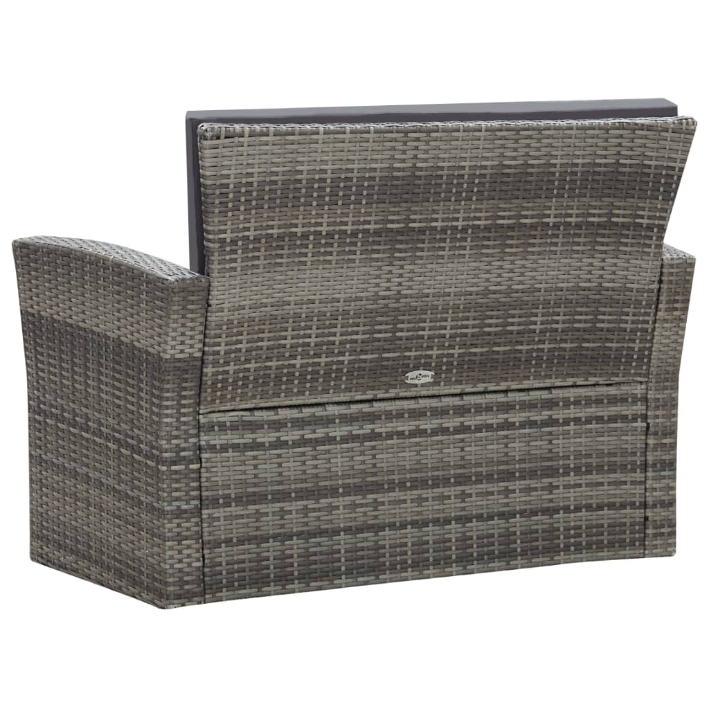 -Delige Loungeset Met Kussens Poly Rattan 4 Grijs