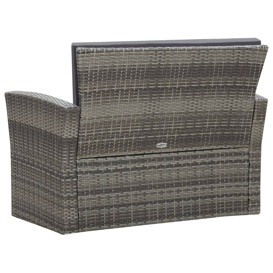 -Delige Loungeset Met Kussens Poly Rattan 4 Grijs