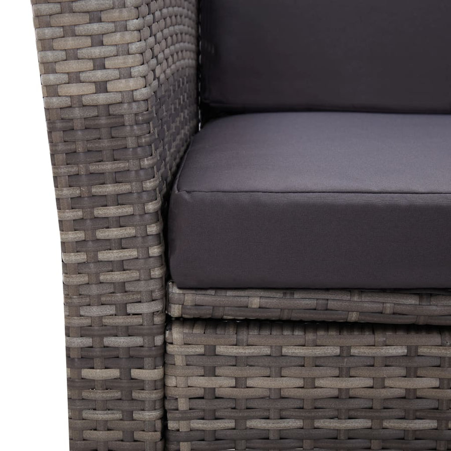 -Delige Loungeset Met Kussens Poly Rattan 4 Grijs