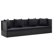 Tuinbed poly rattan 200x60x58 cm zwart