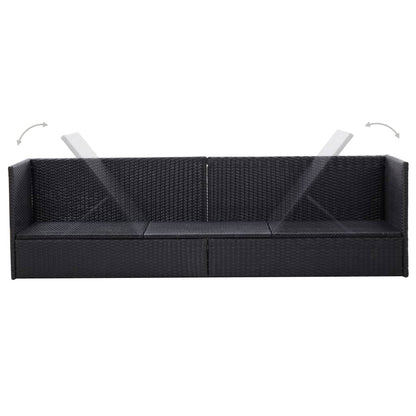 Tuinbed Met Kussens Poly Rattan Zwart