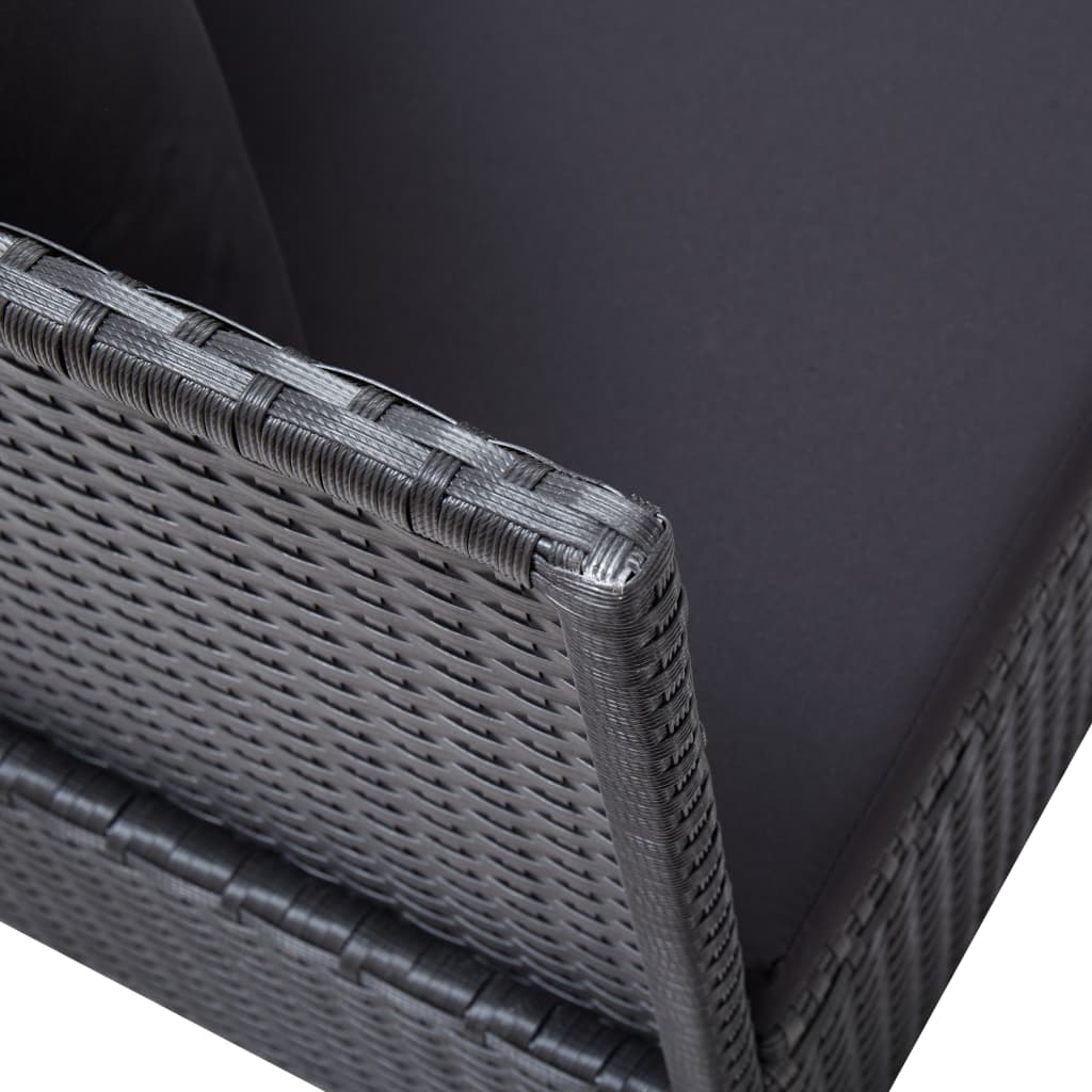 Tuinbed Met Kussens Poly Rattan Zwart