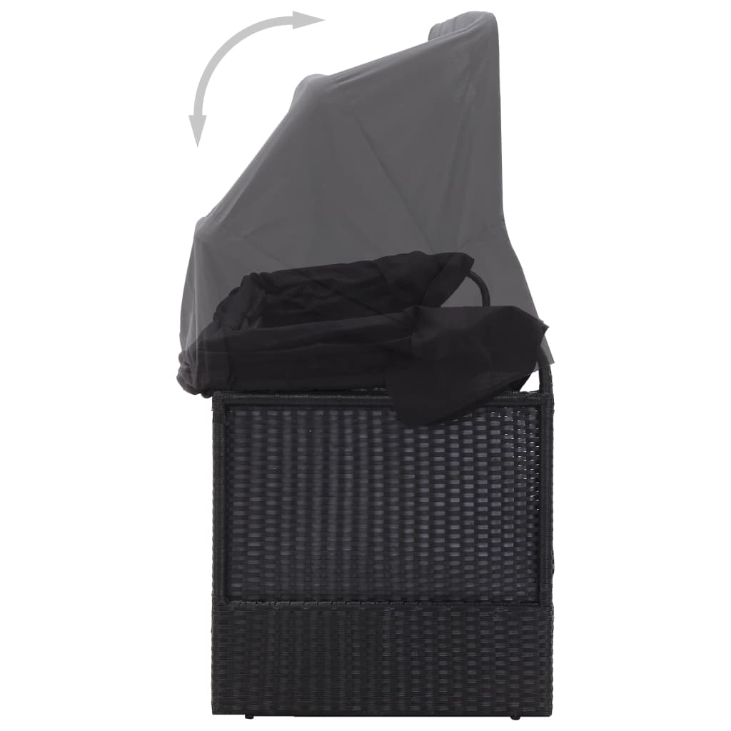 Loungebank Met Luifel Poly Rattan Zwart