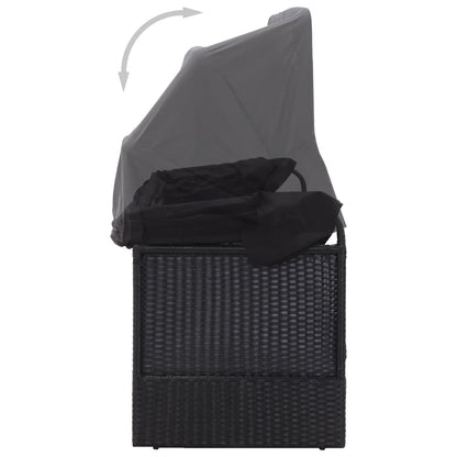 Loungebank Met Luifel Poly Rattan Zwart