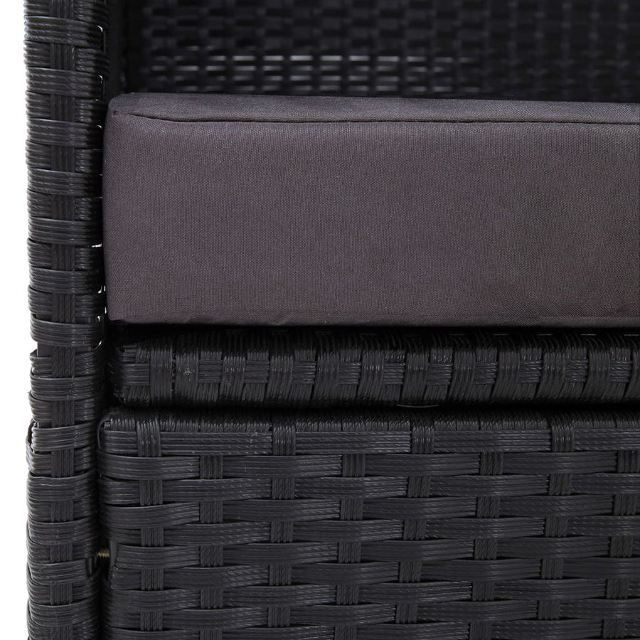 Loungebank Met Luifel Poly Rattan Zwart