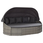 Loungebed poly rattan grijs met luifel 230x145x141 cm