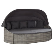 Lounge bed with canopy poly rattan grey