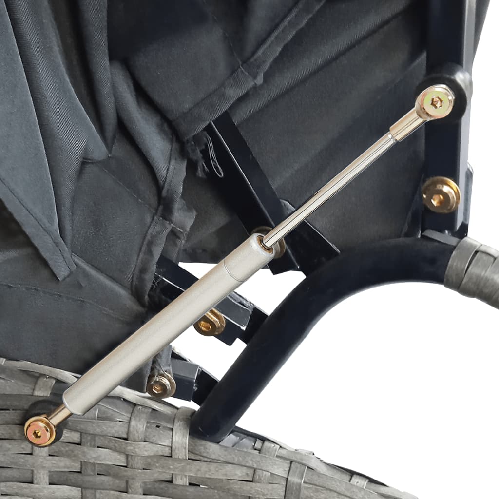 Loungebed Met Luifel Poly Rattan Grijs