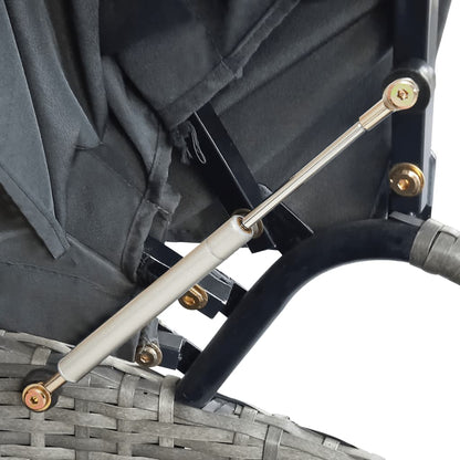 Loungebed Met Luifel Poly Rattan Grijs