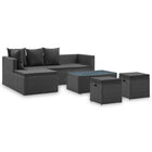 -Delige Loungeset Met Kussens Poly Rattan Zwart