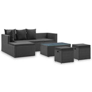 4-piece Loungeset with cushions poly rattan black