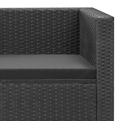 -Delige Loungeset Met Kussens Poly Rattan Zwart