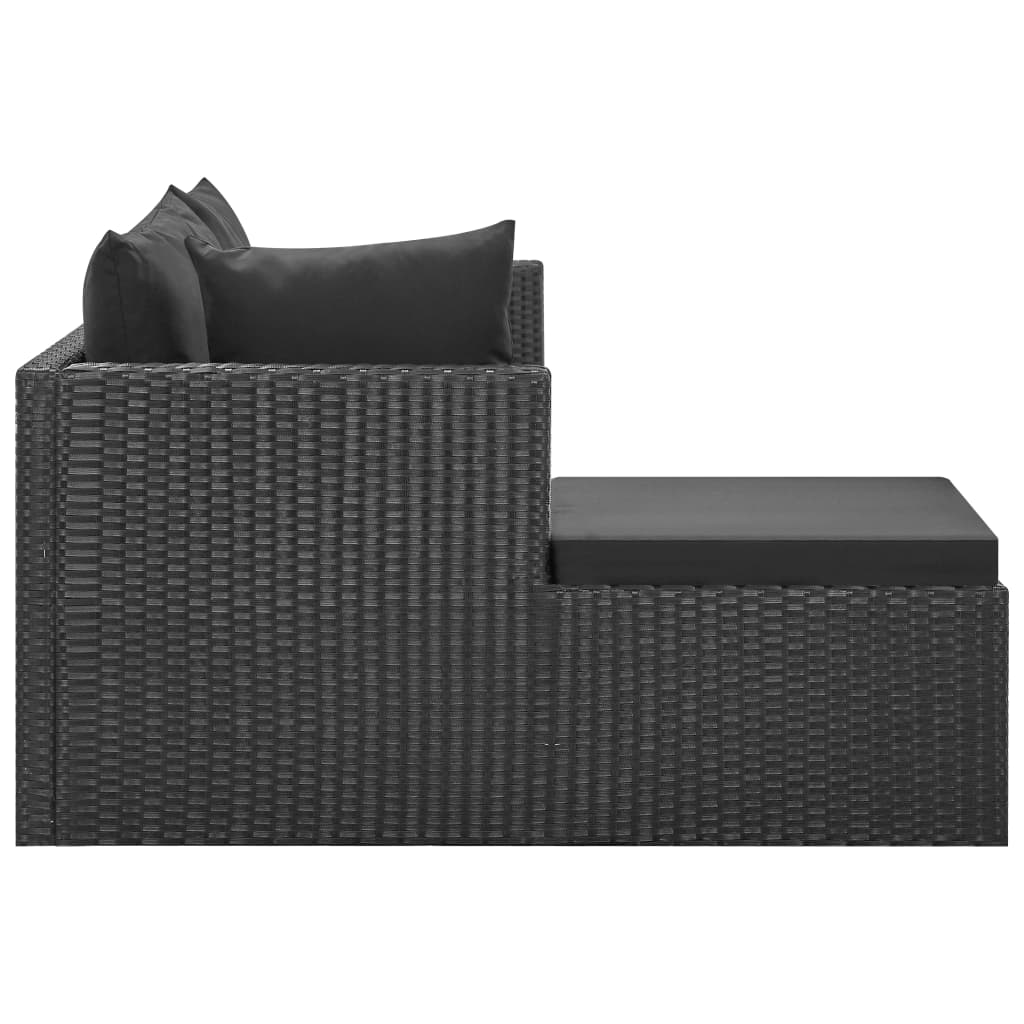 -Delige Loungeset Met Kussens Poly Rattan Zwart