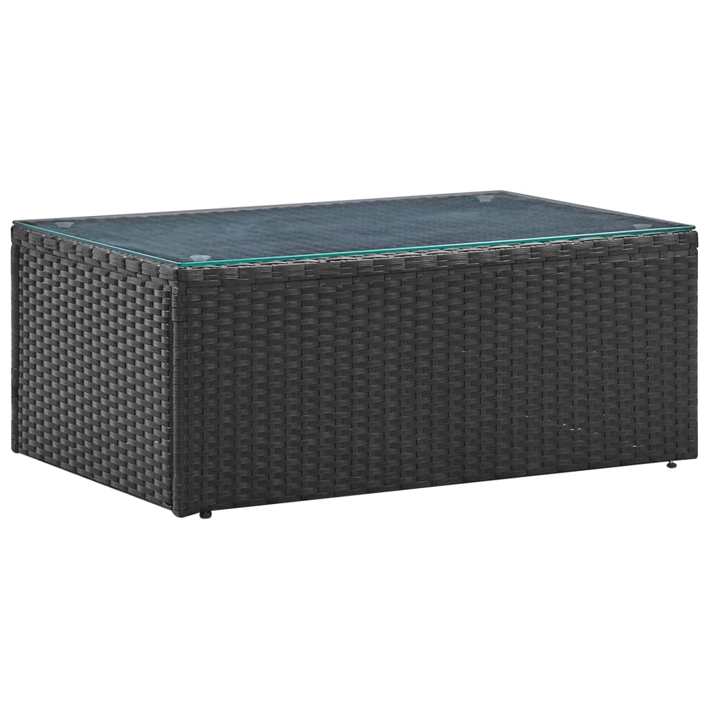 -Delige Loungeset Met Kussens Poly Rattan Zwart