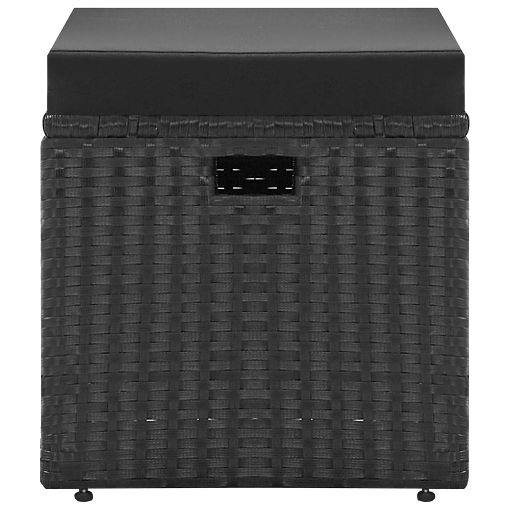 -Delige Loungeset Met Kussens Poly Rattan Zwart