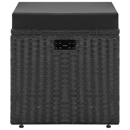 -Delige Loungeset Met Kussens Poly Rattan Zwart