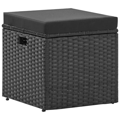 -Delige Loungeset Met Kussens Poly Rattan Zwart