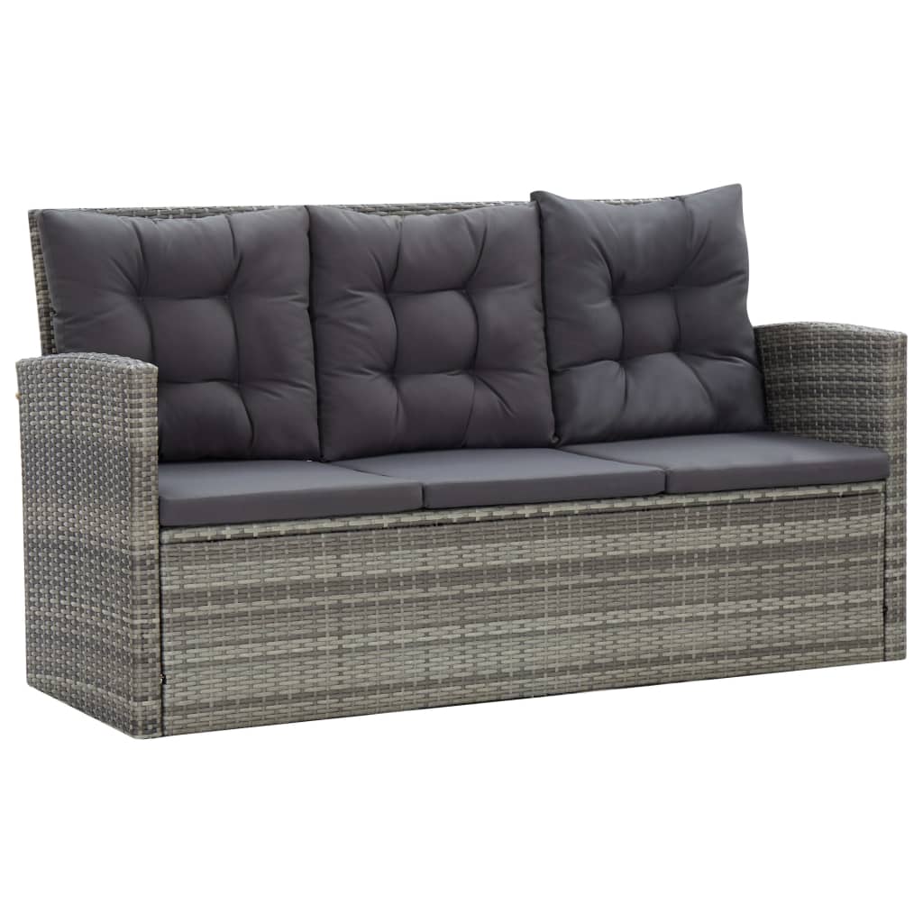 5-Delige Tuinset Met Kussens Poly Rattan Grijs