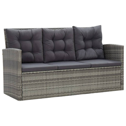 5-Delige Tuinset Met Kussens Poly Rattan Grijs
