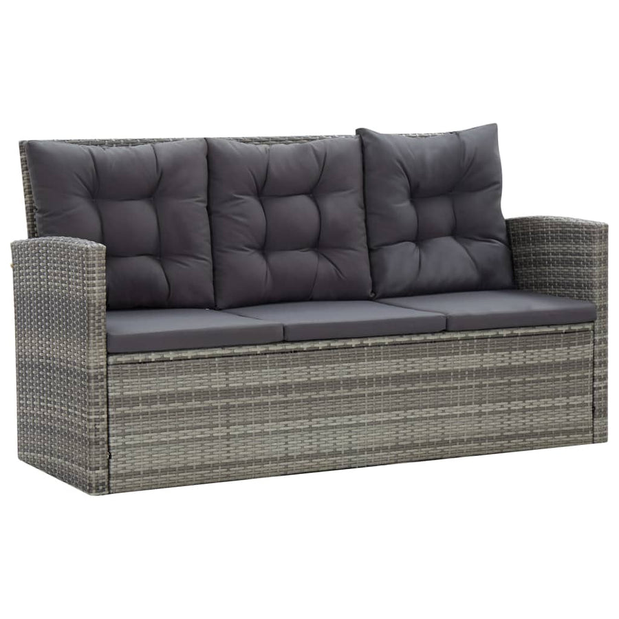 5-Delige Tuinset Met Kussens Poly Rattan Grijs
