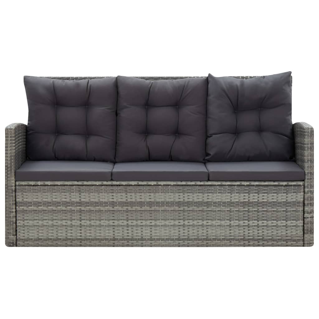 5-Delige Tuinset Met Kussens Poly Rattan Grijs
