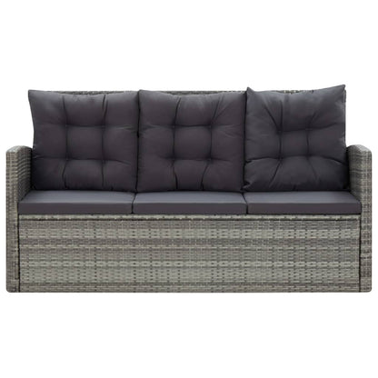 5-Delige Tuinset Met Kussens Poly Rattan Grijs
