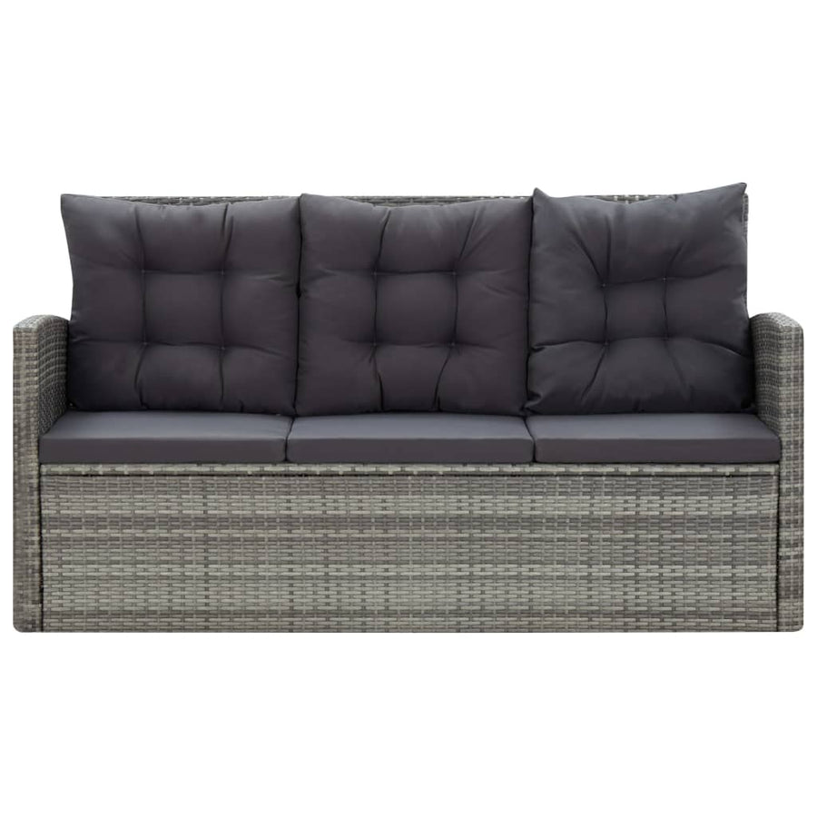 5-Delige Tuinset Met Kussens Poly Rattan Grijs