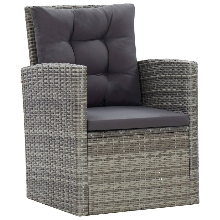 5-Delige Tuinset Met Kussens Poly Rattan Grijs