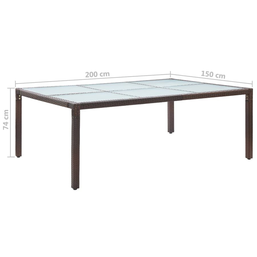 Tuintafel 200X50X74 Cm Poly Rattan Bruin