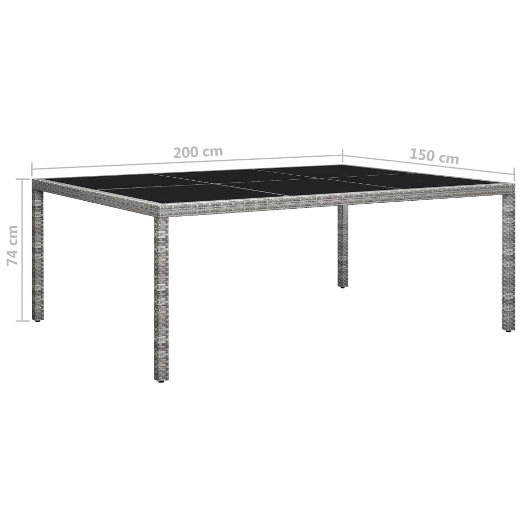 Tuintafel 200X150X74 Cm Poly Rattan Grijs