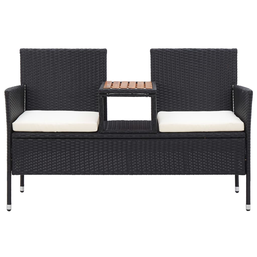 Tuinbank -Zits Met Tafeltje 43 Cm Poly Rattan Zwart