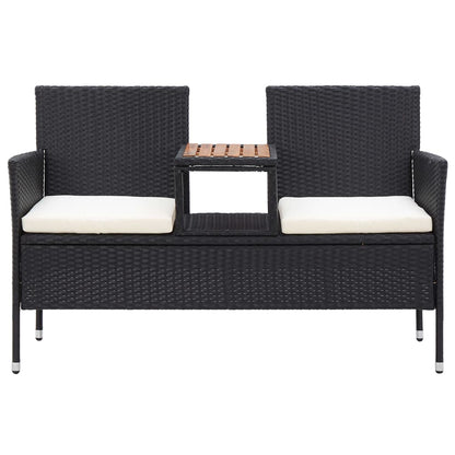 Tuinbank -Zits Met Tafeltje 43 Cm Poly Rattan Zwart