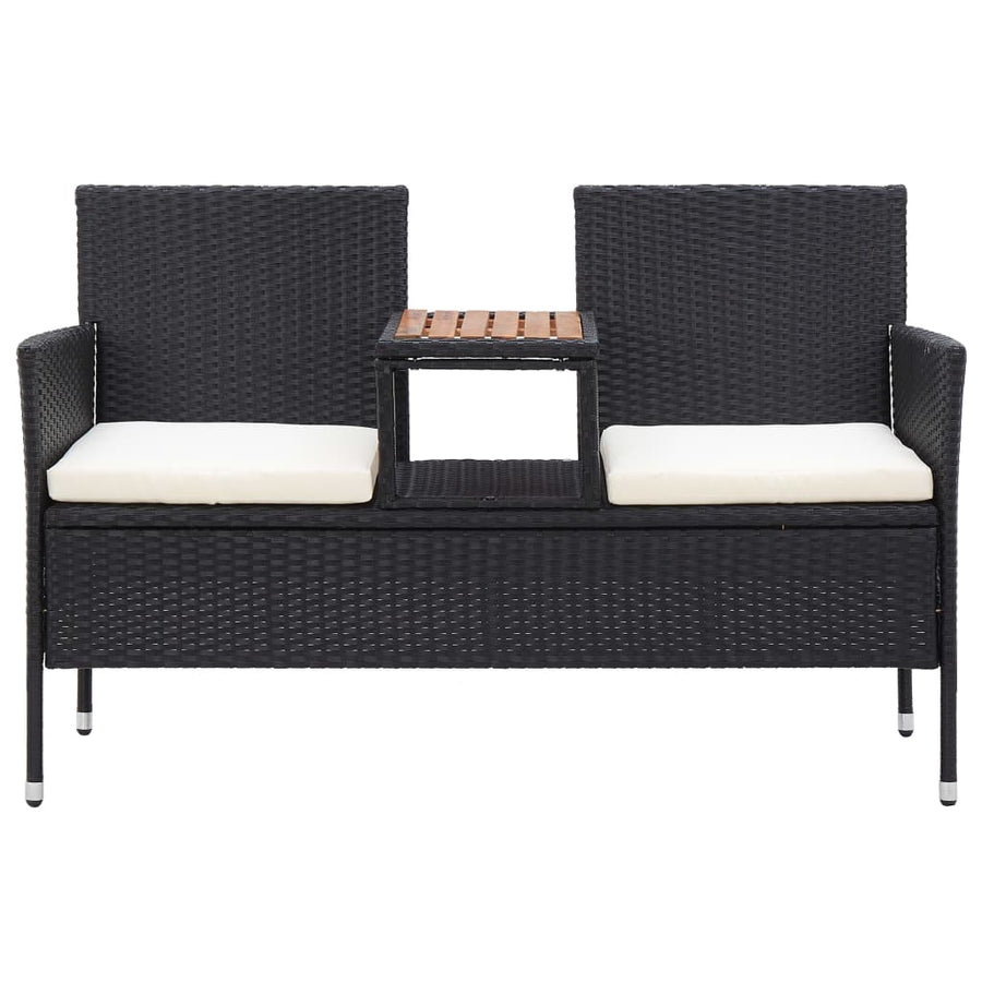 Tuinbank -Zits Met Tafeltje 43 Cm Poly Rattan Zwart