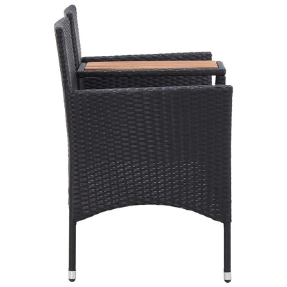 Tuinbank -Zits Met Tafeltje 43 Cm Poly Rattan Zwart