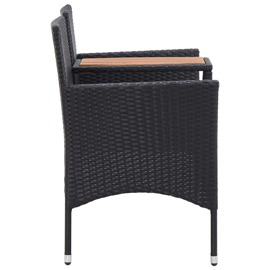 Tuinbank -Zits Met Tafeltje 43 Cm Poly Rattan Zwart
