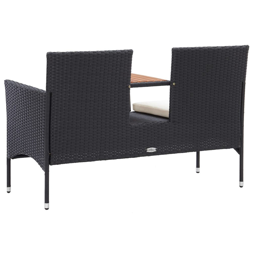 Tuinbank -Zits Met Tafeltje 43 Cm Poly Rattan Zwart