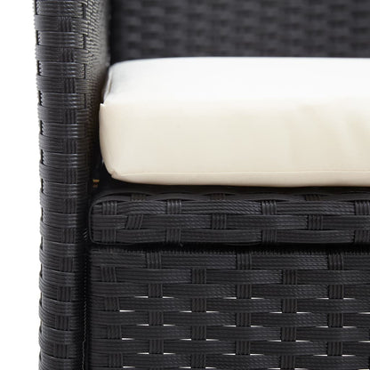 Tuinbank -Zits Met Tafeltje 43 Cm Poly Rattan Zwart