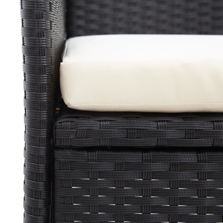 Tuinbank -Zits Met Tafeltje 43 Cm Poly Rattan Zwart
