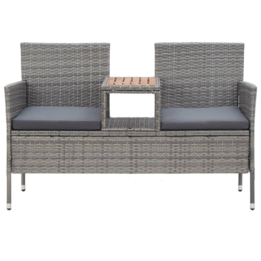 Tuinbank -Zits Met Tafeltje 43 Cm Poly Rattan Grijs