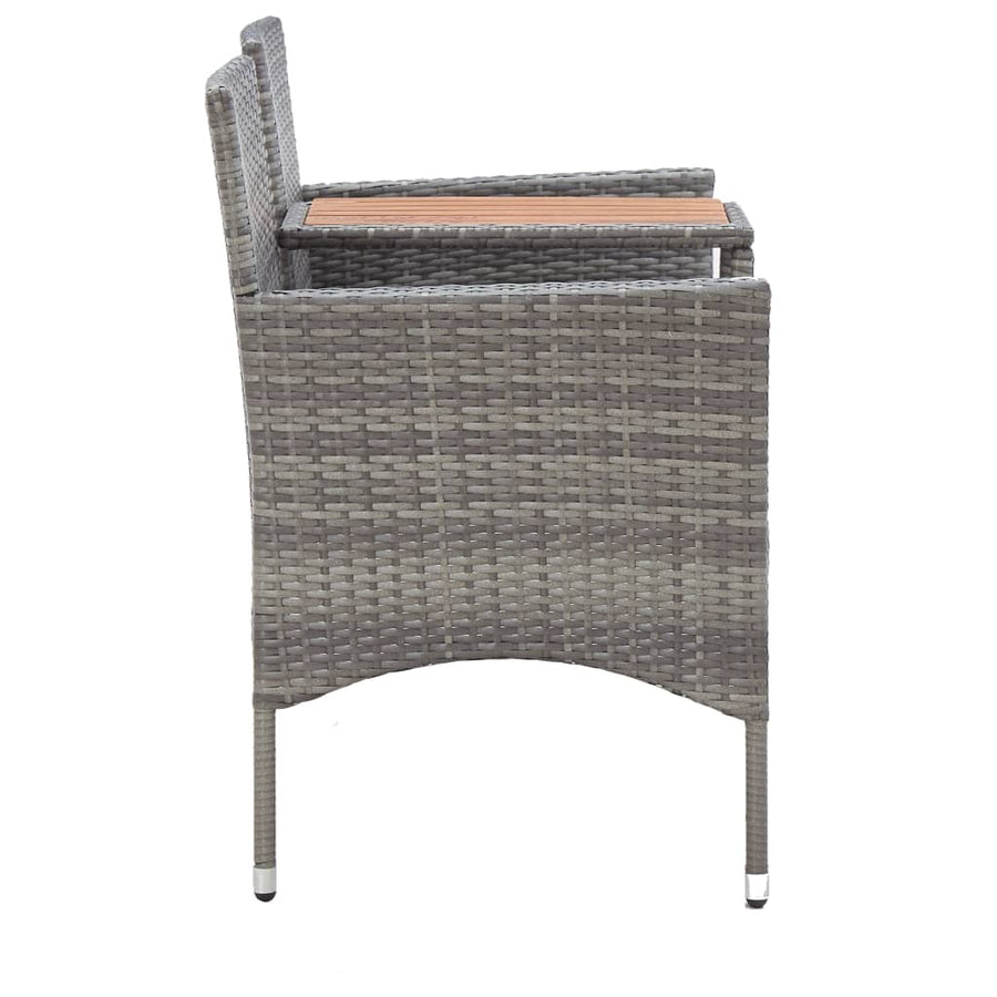 Tuinbank -Zits Met Tafeltje 43 Cm Poly Rattan Grijs